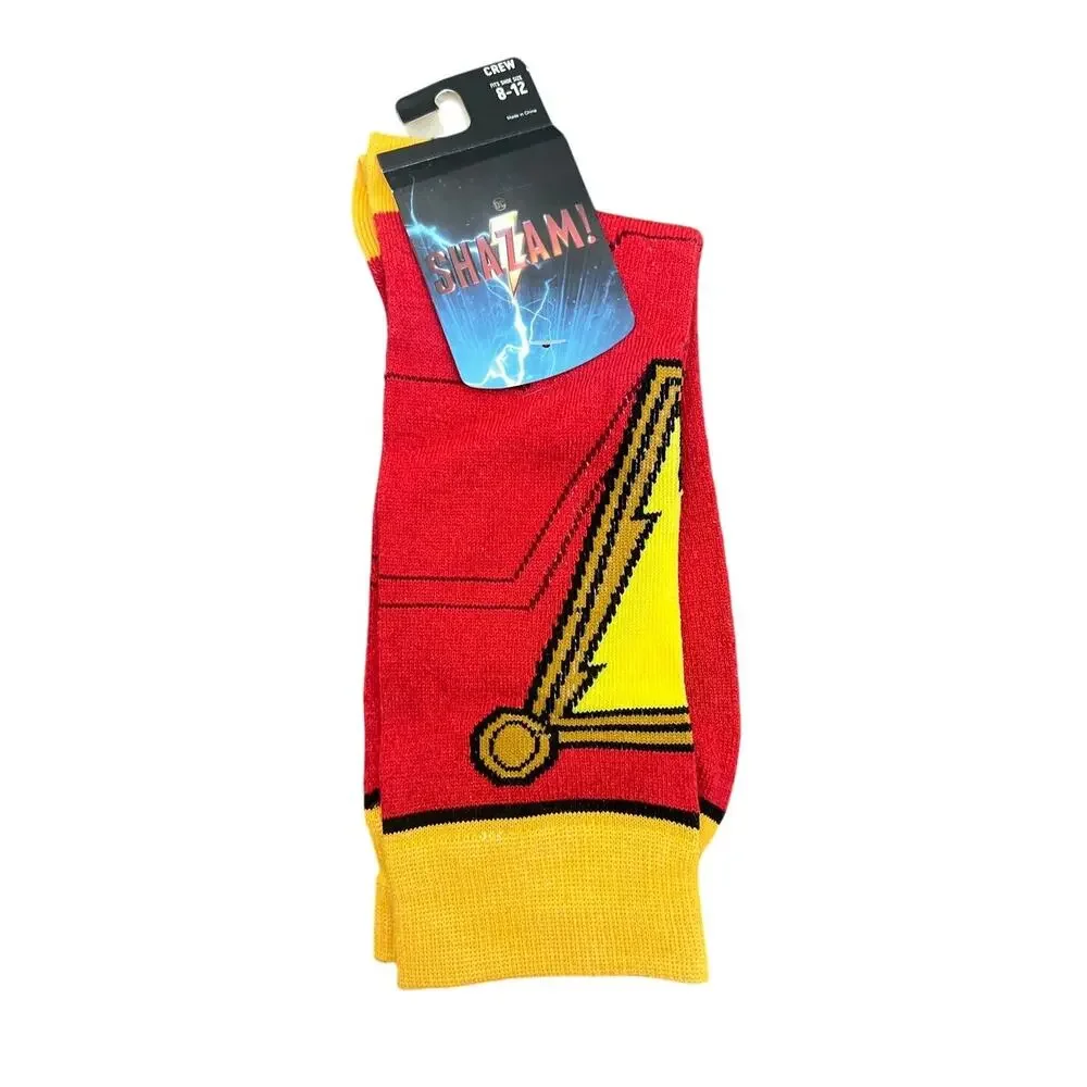 DC Comics Shazam NWT Crew Socks - Loot Crate Exclusive Sizes 8-12